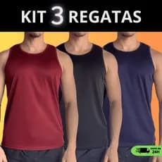 Kit 3 Regatas Masculina Dry Fit Camiseta Básica Treino Academia Anti Suor Anti Odor Proteção Solar
