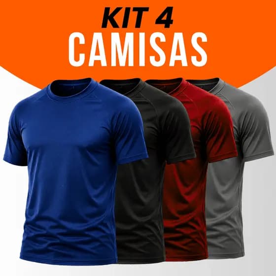 Kit 4 Camisetas Masculinas Dry Fit Academia Treino Corrida Fitness Esportiva Confortável Casual Lisa