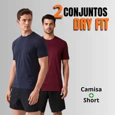 Kit 2 Conjuntos Camiseta Masculina Dry Fit + Short Bermuda Academia Fitness Treino Casual Premium