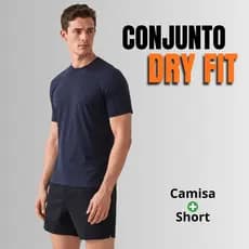 Conjunto Camiseta Masculina Dry Fit + Short Bermuda Academia Fitness Treino Casual Premium Esportivo