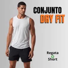 Conjunto Regata Masculina Dry Fit + Short Bermuda Academia Fitness Treino Casual Premium Esportivo
