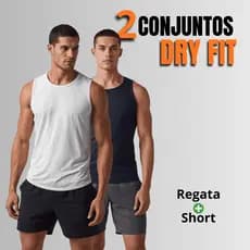 Kit 2 Conjuntos Regata Masculina Dry Fit + Short Bermuda Academia Fitness Treino Casual Premium