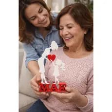 Presente Dia das Mães Decorativo Mãe e Filha com Coração | Peça Emocionante e Criativa