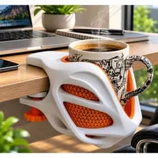Suporte Premium para Caneca e Copos | Fixação Lateral para Mesa | Design Moderno para Home Office, Gamer e Escritório