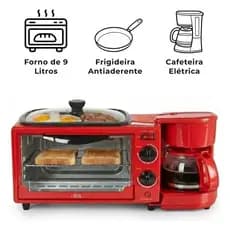 Máquina Café Da Manhã 3 Em 1 Tbs Forno Cafeteira 127v Vermel