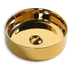 Cuba De Apoio Redonda Slim 36cm Gold Dourada Cerâmica  Everfort