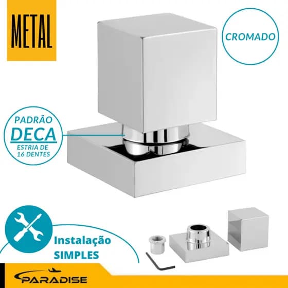 Acabamento P/ Registro Quadrado 1/2 ou 3/4 Padrão Deca Cromado