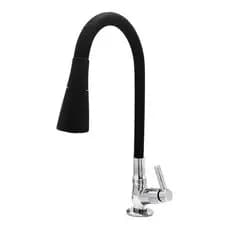 Torneira Com Filtro Cozinha Parede Gourmet Emborrachada Abs Flexível Cone 2 Jatos Preta