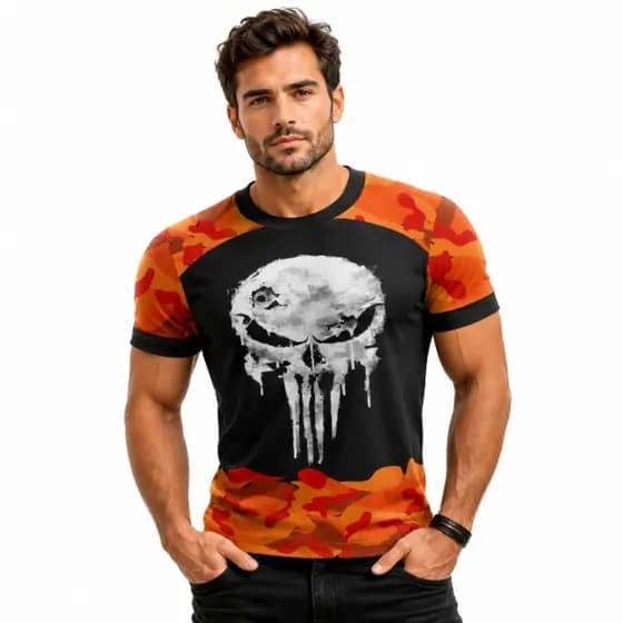 Camisa Camiseta Camuflado Justiceiro Academia Treino  Corrida com Tecnologia Dry Uv