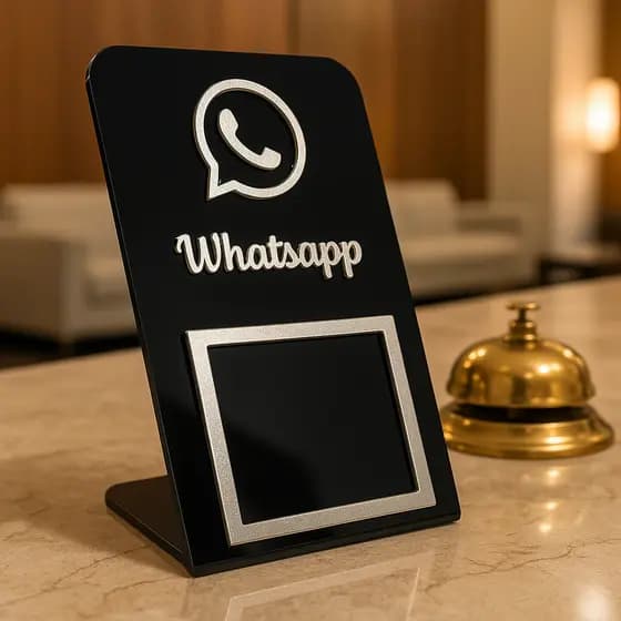 Placa WhatsApp Display Acrílica QR Code Mesa Loja Recepção
