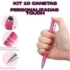 Kit 10 Canetas Personalizada Touch Logo Metal Nome a Laser