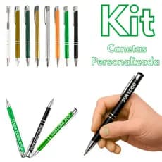Kit 100 Canetas Personalizadas A Laser Metal Empresa Logo Lembrancinha