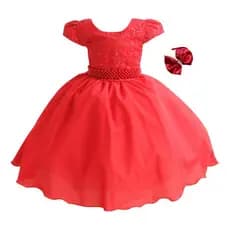 Vestido Infantil Daminha Florista Comunhão Formatura Batizado Com Tiara