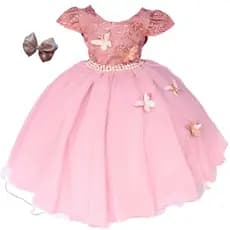Vestido Borboleta Menina  Festa Aniversario Com Tiara