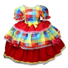 Vestido Festa Junina Quadrilha Floral Fita Luxo