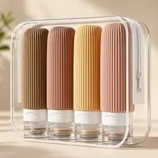 Kit Viagem Frasco Pote Porta Shampoo Creme Silicon 4un 90ml