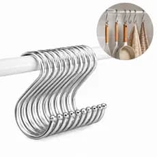 KIT 5/10 Ganchos Em Forma de S Armazenamento Suspenso Aço Inox para Toalhas Bolsas Roupa Cozinha
