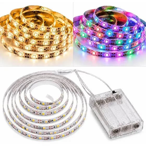 Fita De Led Fio Led De Pilha Autocolante 2m 120 LEDs Cordão Mangueira Decoração Casa Tv Móvel