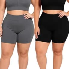 Kit 2 Bermudas Plus Size Feminino Suplex Cós Alto Academia