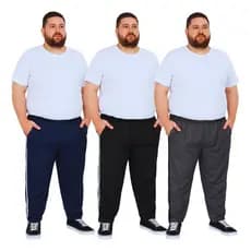 Combo 3 Calças Masculina Tactel Plus Size Cintura Elástica