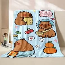 Cobertor Impresso de Capivara Fofo, Quente, Macio e Confortável, Cobertor para Casa e Viagem, Cobertura de Sofá, Present