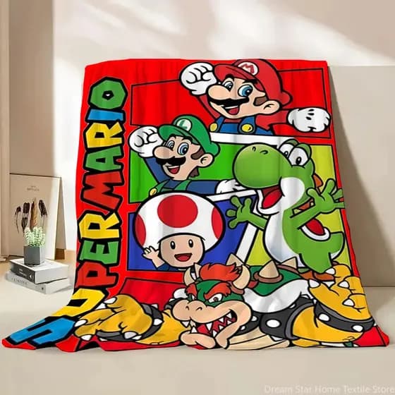 Bonito Super Mario Cartoon HD Impresso Cobertor De Flanela . Sofá Quarto Camaa Home Office Nap Carro Viagem P