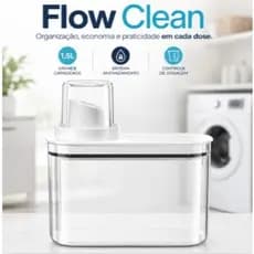 Dispenser para Sabão Líquido Flow Clean 1,5L Transparente Dosador Medidor Vedação Silicone Antivazamento Organizador par