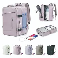 Mochila De Viagem USB Masculina E Feminina À Prova D'água Reforçada Expansível