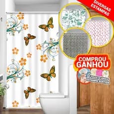 Cortina Para Box de Banheiro PE Estampada Sortidas Acabamento em Viés Uso Direto ao Suporte