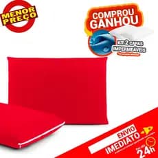Kit 2 Capas de Travesseiro C/ Zíper Malha em Gel Helanca 50x70cm Vermelho + 2 Capas Impermeáveis