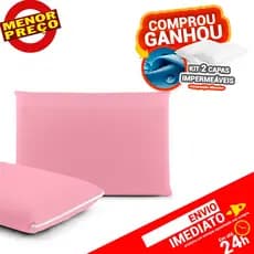 Kit 2 Capas de Travesseiro C/ Zíper Malha em Gel Helanca 50x70cm Rosa + 2 Capas Impermeáveis