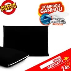 Kit 2 Capas de Travesseiro C/ Zíper Malha em Gel Helanca 50x70cm Preto + 2 Capas Impermeáveis