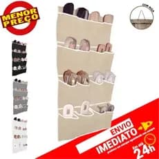 Sapateira 8 Pares Flanelada Com Alça P/ Pendurar Atrás da Porta Organizador Sapatos Sandálias Tênis
