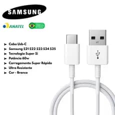 Cabo Tipo C Carregador Samsung A04 A05 A06 A15 A16 A22 A31 A33 A52 A54 A55 S21 Fe S22 Original