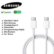 Cabo Samsung Turbo Usb-c  A15 A16 A25 A26 S20 S21+ S22 S23 Fe S24 S25 Ultra Branco Carga Rápida