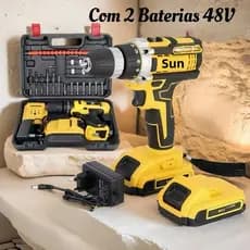 Parafusadeira Furadeira De Impacto Sem Fio 48V 1/2 Baterias Com Maleta e Acessórios Completo