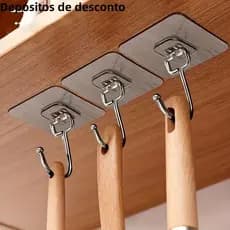 Kit 5/10 Ganchos Adesivos Universais com Acabamento Metálico - Força e Elegância para Sua Casa