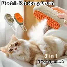 Escova Pet 3 em 1 a Vapor para Gatos e Cães Removedor de Pelos Massageador Elétrico