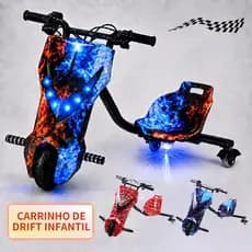 Triciclo Drift Elétrico 350W até 100kg | Infantil e Adulto | 3 Velocidades - Bluetooth Led