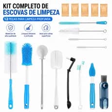 KIt 12 pincel de limpeza de garrafa Conjunto de pincel de leite Limpeza Coolinha de copo de lavagem de limpeza
