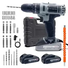 Kit 2 em 1 Parafusadeira Furadeira 21 V 85N.M Com 2 Baterias Acessórios Profissional Completo brushless