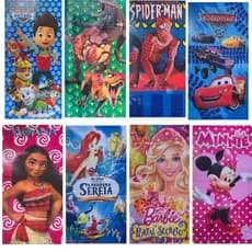 Toalha Infantil Grande de Praia e Banho  De Personagens – 70% Algodão | 140x70cm