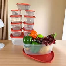 KIT c/ DEZ (10) Potes Armazenadores de Alimentos, transparente diversas core livre de BPA.