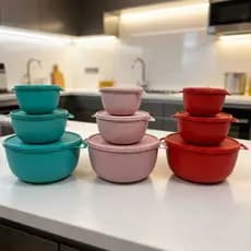 Pote Organizadores Redondo Bowls Kit com TRÊS POTES um 500 ML, um 1000 ML um 2800 ML.