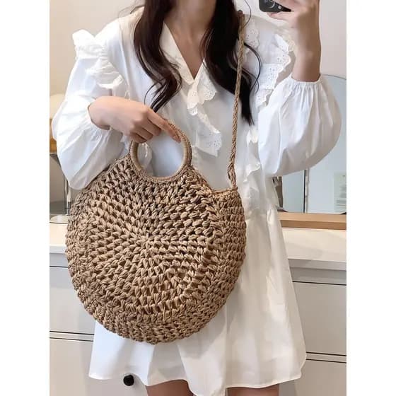 Bolsa Textura trançada Hollow de praia feminina bolsa Quadrado palha bolsa transversal de verão Carteira Feminina jantar