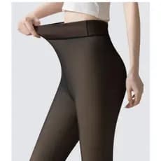 Meia Calça Térmica Forrada Peluciada Translúcida De Lã Quente Feminina Para Inverno Estilo Fashion