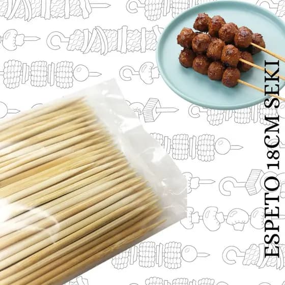 KIT COM 1000 UNIDADES PALITOS SEKI 18CM ESPETO CHURRASCO PETISCO MARSHMELLOW BAMBU NATURAL