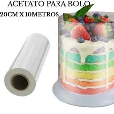 Acetato ATELLINI 20cm x 10m 1UNID Alta Qualidade para Laterais de Bolos, Tortas e Placas de Chocolate