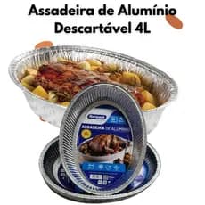 KIT 3 UNIDADES FORMAS 4L OVAIS PARA ASSAR ALUMINIO BOMPACK DESCARTAVEIS