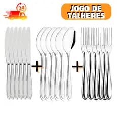 Jogo Kit de Talheres 36/18 peças Aço Inox colher de sopa faca de serra e garfo